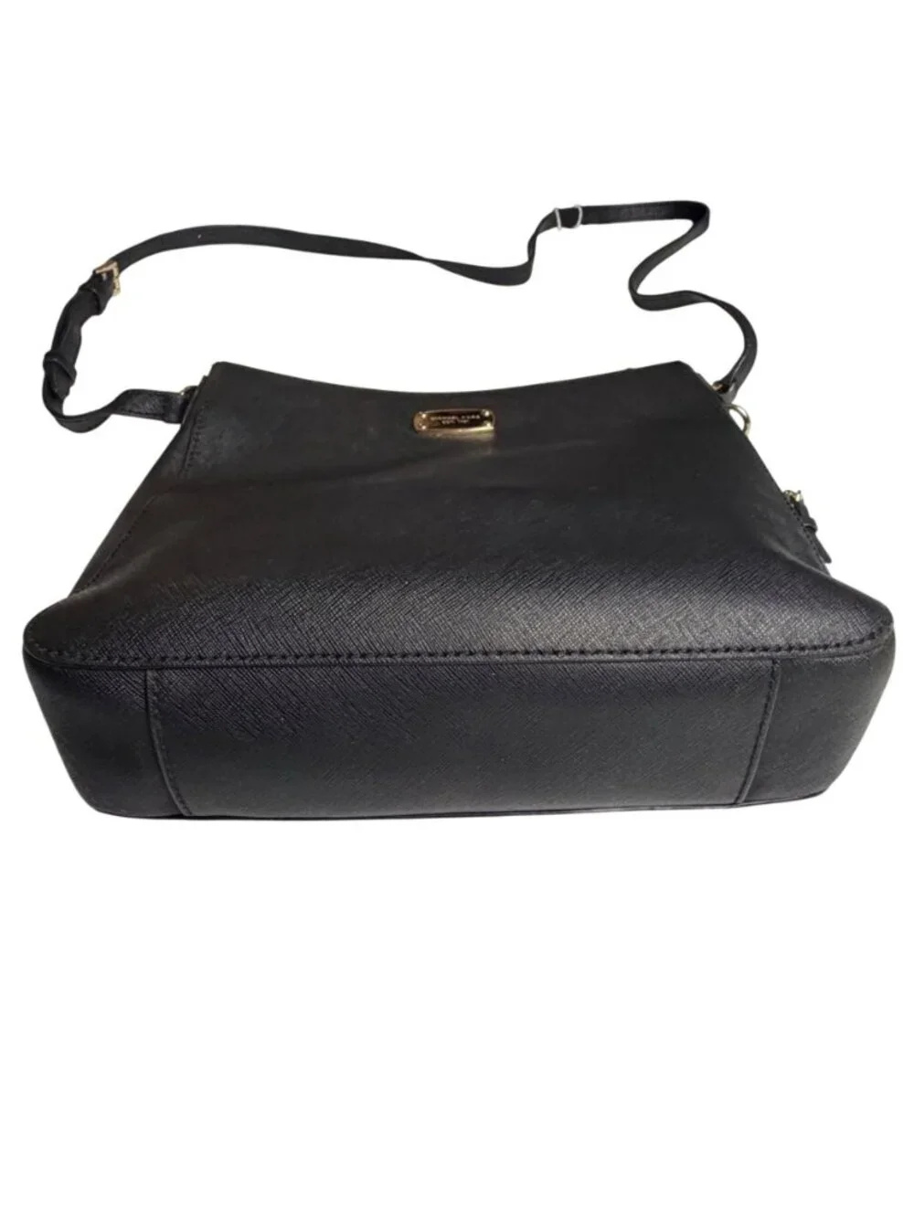 Michael Kors Black Saffiano Crossbody Bag Gold-Tone Hardware Bag Charm